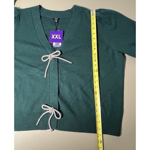 Express Bow Cardigan Women’s XXL June Bug Long Sleeve 2 Snap - Picture 11 of 12